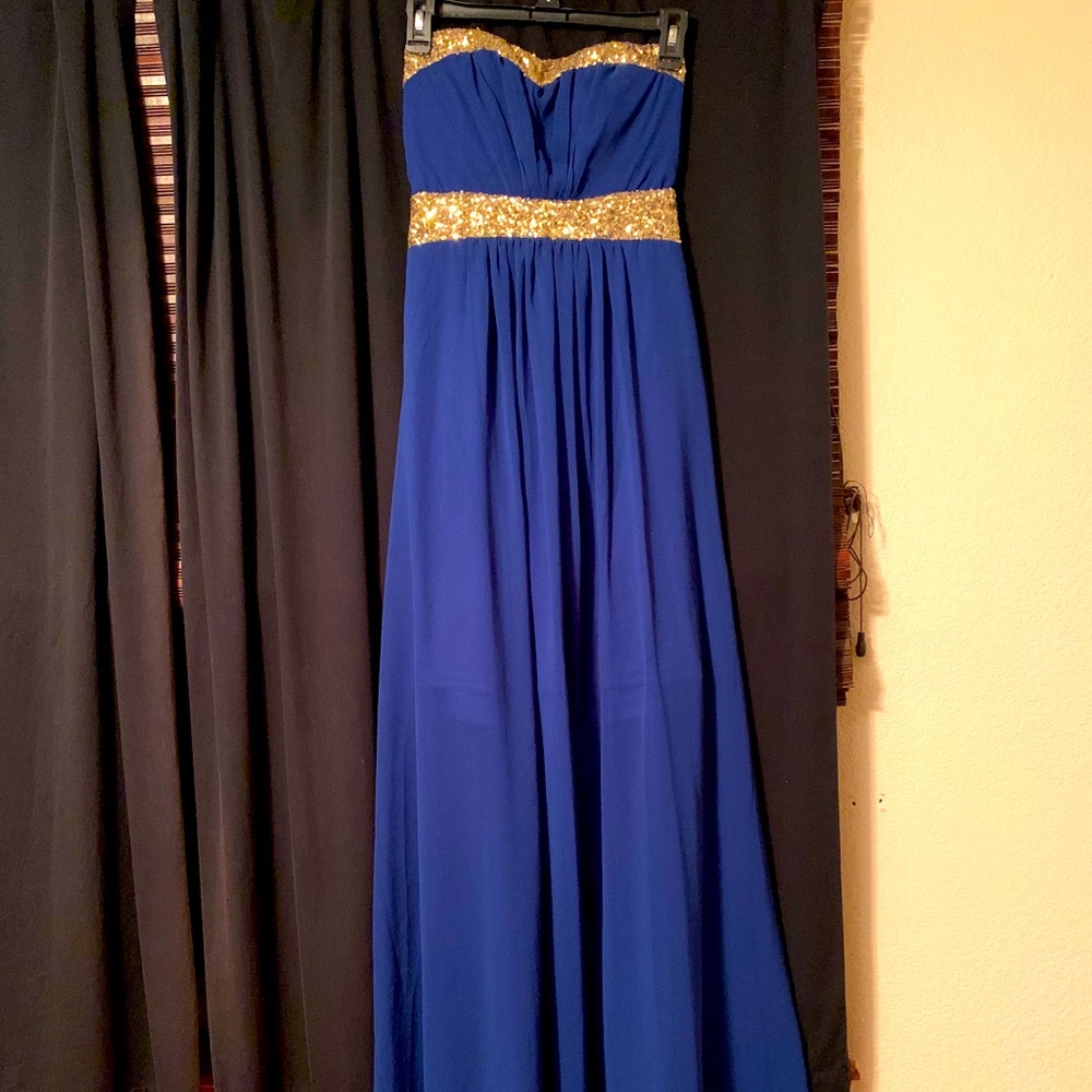 NWT Dainty Hooligan Blue / Gold Sparkle Dress S